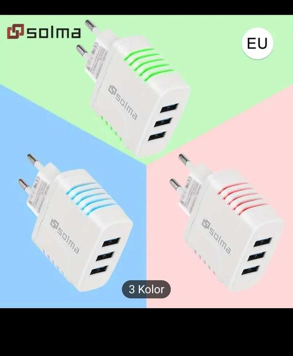 Ładowarka usb 3 porty led