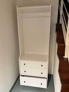 Vendo Roupeiro aberto c/3 gavetas, branco IKEA Hauga - excelente estado