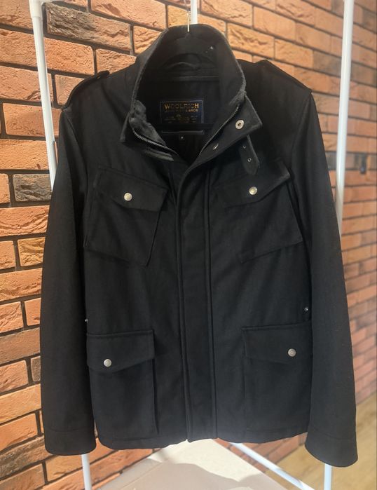 Woolrich wełniana kurtka / płaszcz M – czarna, styl military, premium
