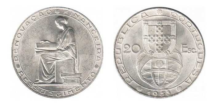 Moedas Portuguesas - 20$ escudos (Renovação Financeira)
