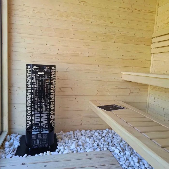 Sauna ogrodowa 6 × 2,5 m + JACUZZI  gotowa strefa SPA — PRODUCENT