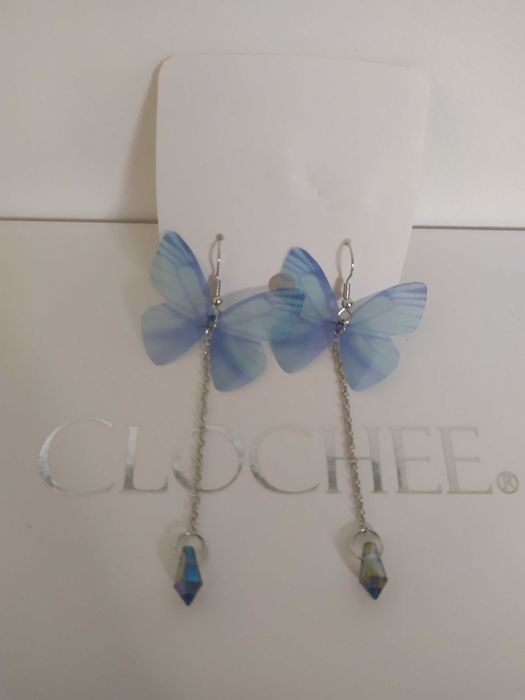 Kolczyki motyle motylki motyl niebieski błękitny NOWE wiszące