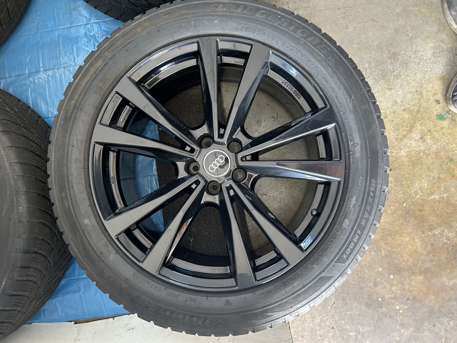 04 koła Audi r 20” 5x112 Bridgestone 255/50/20 Czarne B Ładne
