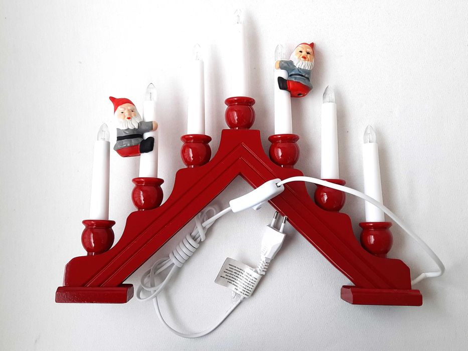 NOWY Drewniany świecznik świąteczny - Szwecja