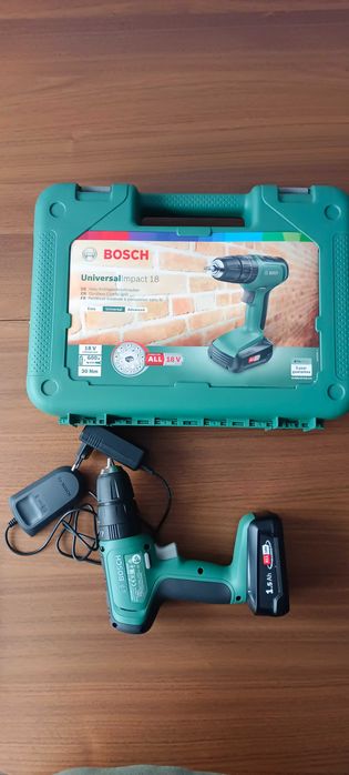 Bosch UniversalImpact 18V: aku 1.5Ah, ładowarka, pudełko, instrukcja