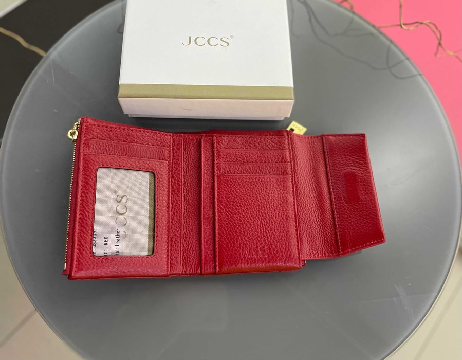 Жіночий шкіряний гаманець JCCS червоний маленький