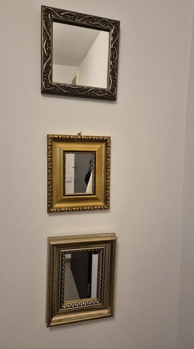 Lustra 3 szt. w złotych ramkach, eleganckie i pieknie wykonane.. W róż