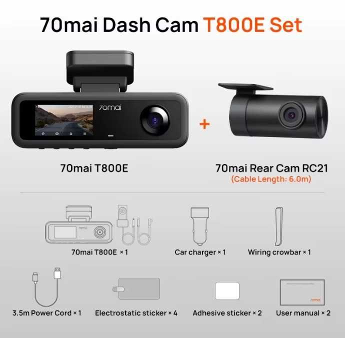 Wideorejestrator 70Mai 4K HDR T800E - 3 KAMERY - komplet NAJTANIEJ WWA