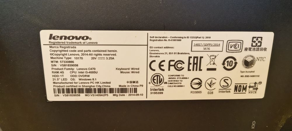 Lenovo AIO C470 Stan bardzo dobry.