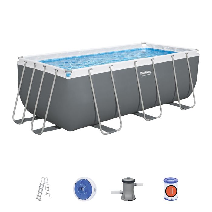 Piscina Power Steel retangular 412X201X122 cm com depuradora + filtro