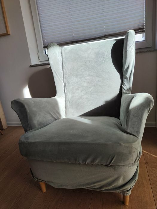 Fotel uszak Ikea Strandmon - szary.