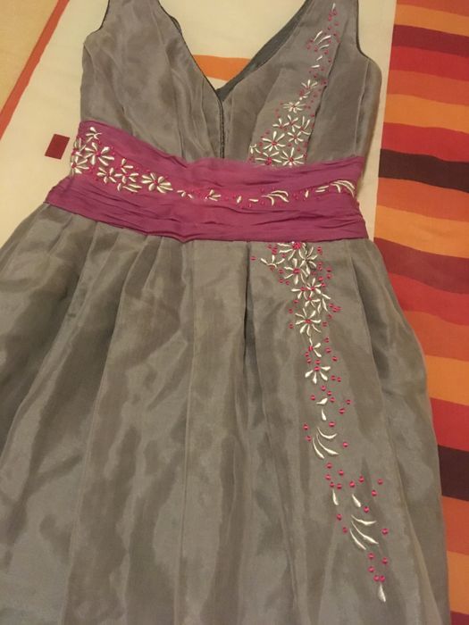 Vestido Bordado Madeira em seda selvagem