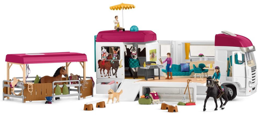 Schleich Horse Club 42619 Транспортер для коней: Кемпер + Аксесуари