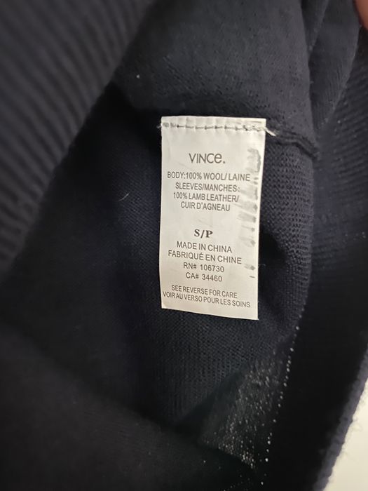 Sweterek bluzka top WEŁNA 100% ze skórzanymi rękawkami S Vince