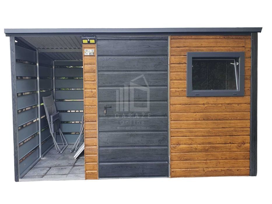Schowek - Domek Ogrodowy 2X2,5M + Wiata 1M - Drzwi Okno Dach Id630