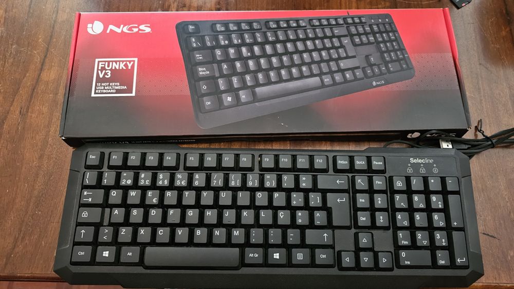 Teclados com fios + rato