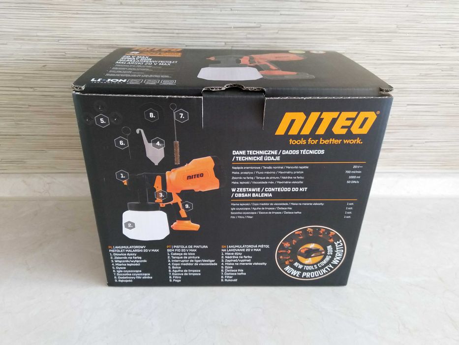 HIT Akumulatorowy agregat malarski pistolet do malowania + akcesoria