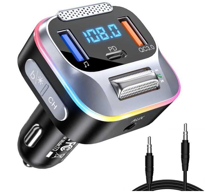 Transmiter samochodowy Bluetooth FM LENCENT T73 + szybka ładowarka