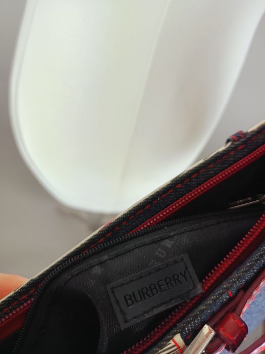 Burberry Torebka Damska Plaid Denim Czerwona