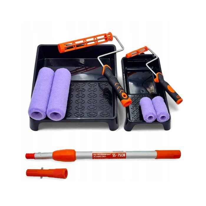 Zestaw Malarski Wałek Malarski Kuweta Kij Uchwyt 12mm 55cm