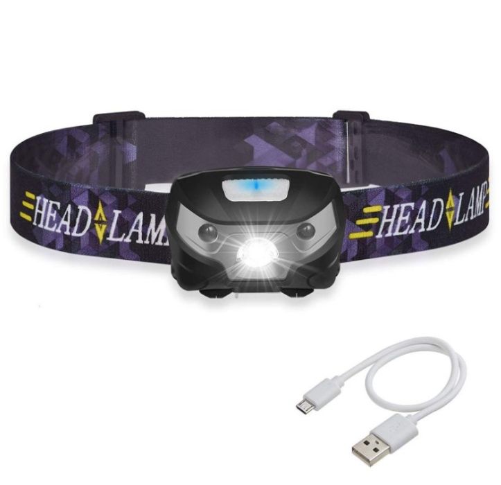 Акція! Налобний ліхтарик з червоним світлом, зарядка USB, 8 год.