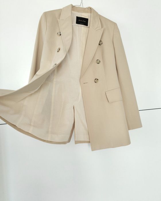 Marynarka Massimo dutti 36 S beżowa lniana bawełniana