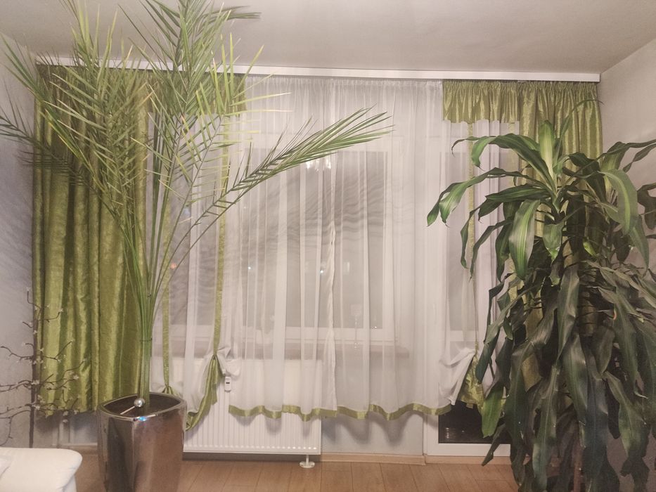 Firany, zasłony komplet. Zielone