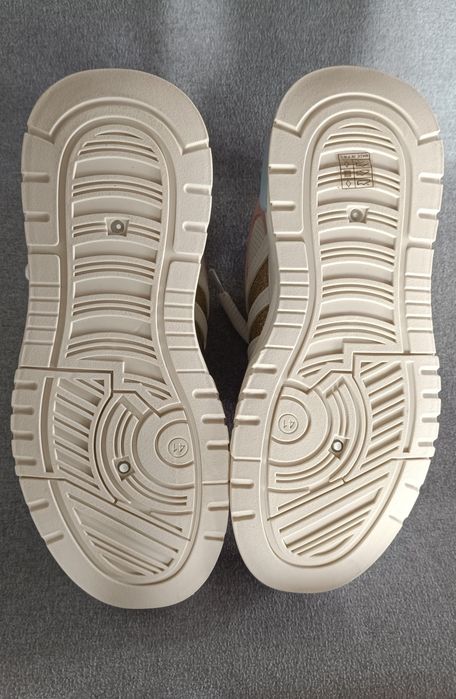Biało-Niebieskie Sneakersy na Grubej Podeszwie z Brokatem Lenema