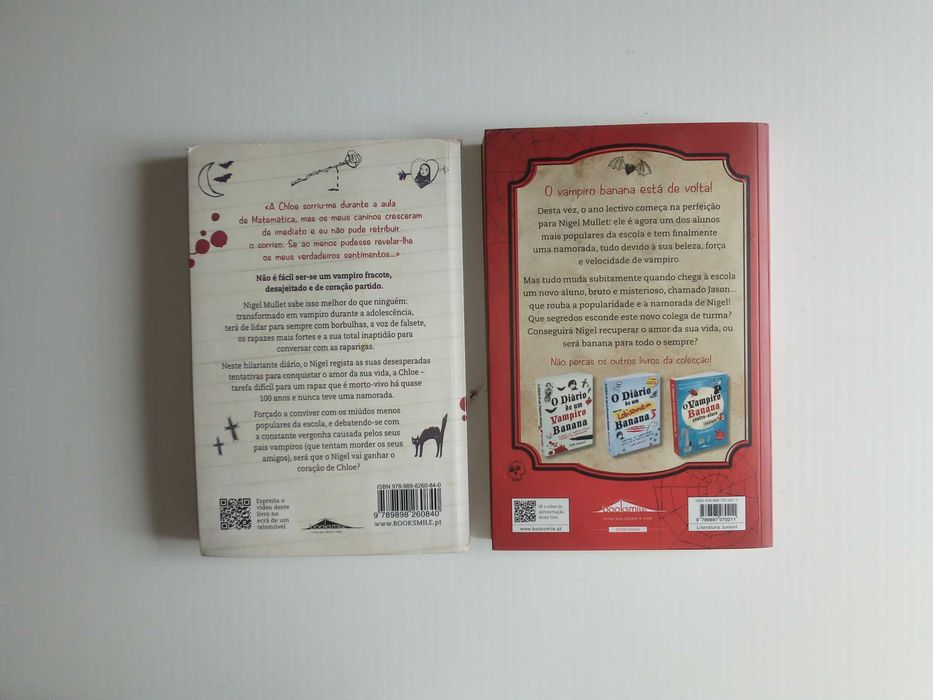 Livros "O Diário de um Vampiro Banana", de Tim Collins, vols. 1 e 2