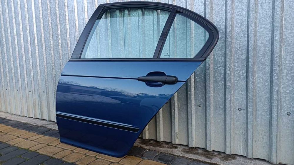 Kompletne drzwi lewe tylne BMW E46 sedan kolor TOPASBLAU 364/5