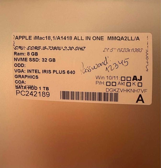 Computador Apple iMac A1418, All In One