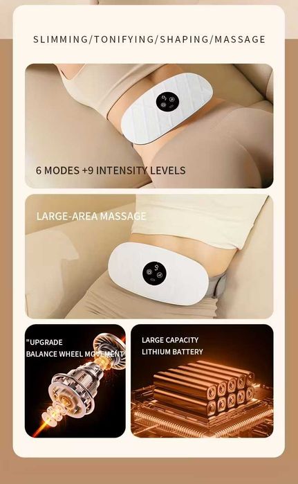 Cinto Massagem LED, 9 níveis de intensidade. Carregamento USB. Novo.