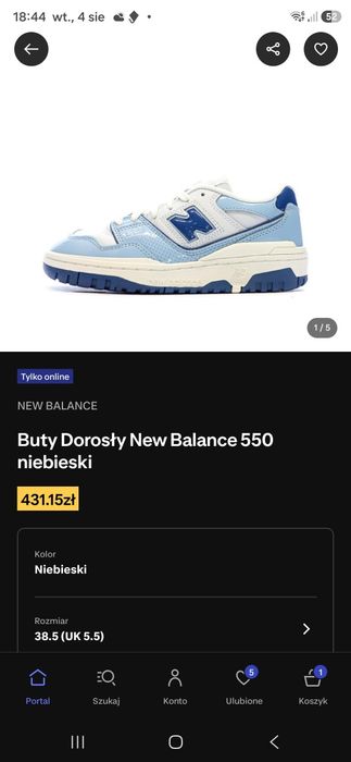 Nowe buty dziewczęce, kobiece New Balance 550 niebieskie