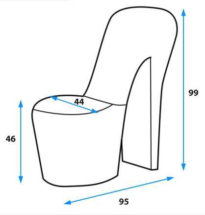 FOTEL W KSZTAŁCIE BUTA szpilka kolor szary nowy od ręki dostępna 1 szt