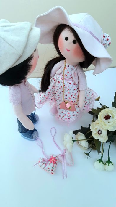 Текстильная кукла ручной работы  ситцевая свадьба