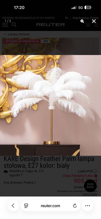 Lampa stołowa 60cm Kare Design Palm