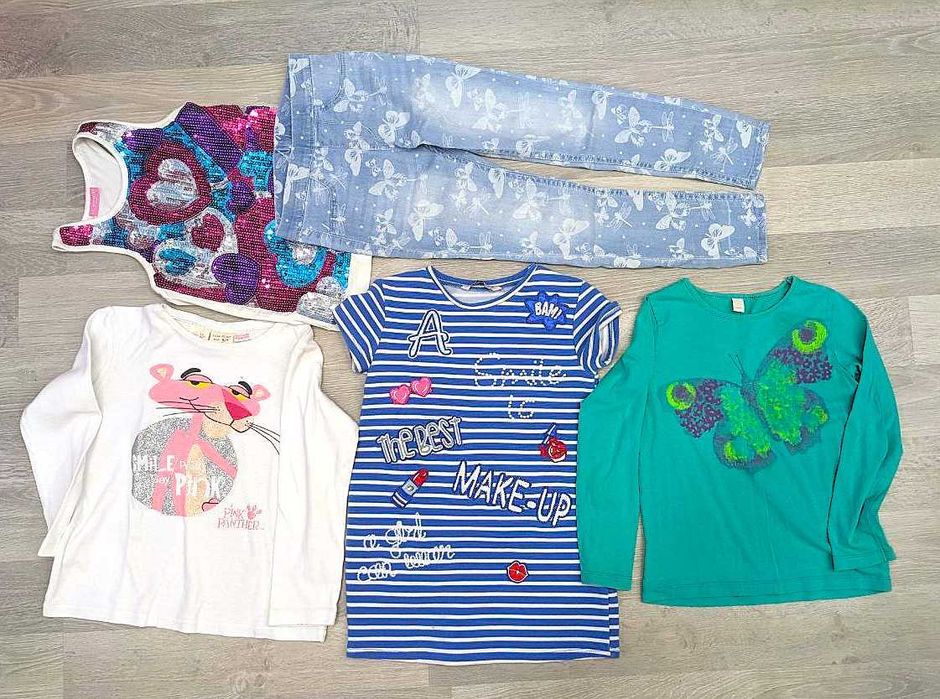 Пакет/набор летних вещей 5шт Mayoral/Next/H&M/Zara, р.116-122см/6-7лет
