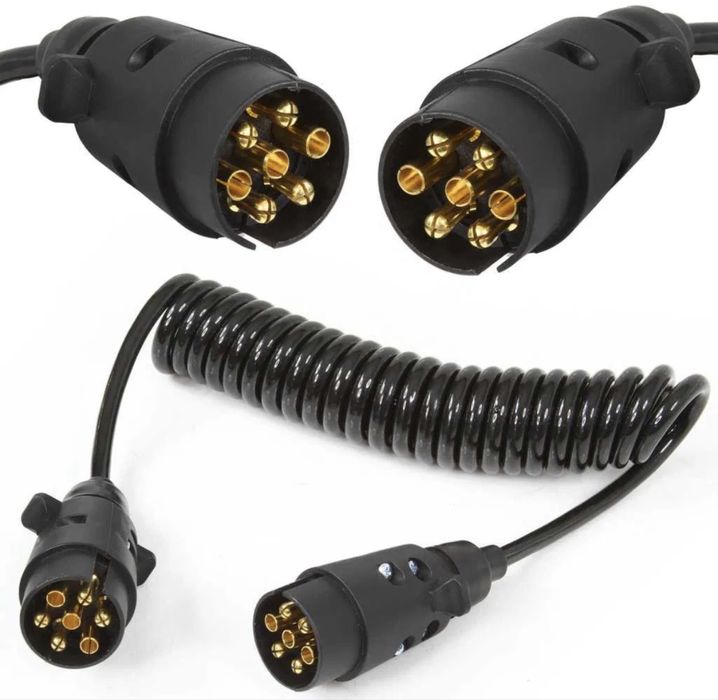 Przedłużacz przyczepy PRZEWÓD SPIRALNY 7 pin 3m DŁUGI KABEL lawety