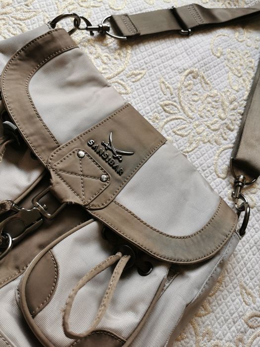 Sansibar torebka na ramię listonoszka szara beżowa kremowa brązowa