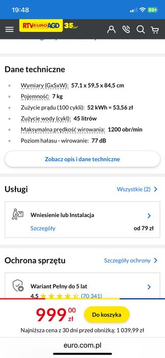 Pralka  uszkodzony bęben Whirlpool
