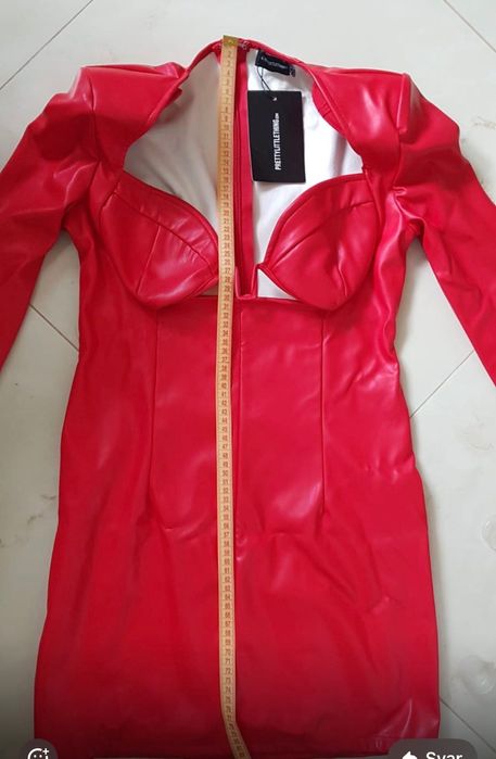 Сексі червона ефектна шкіряна міні-сукня з вирізами декольте М трендНГ