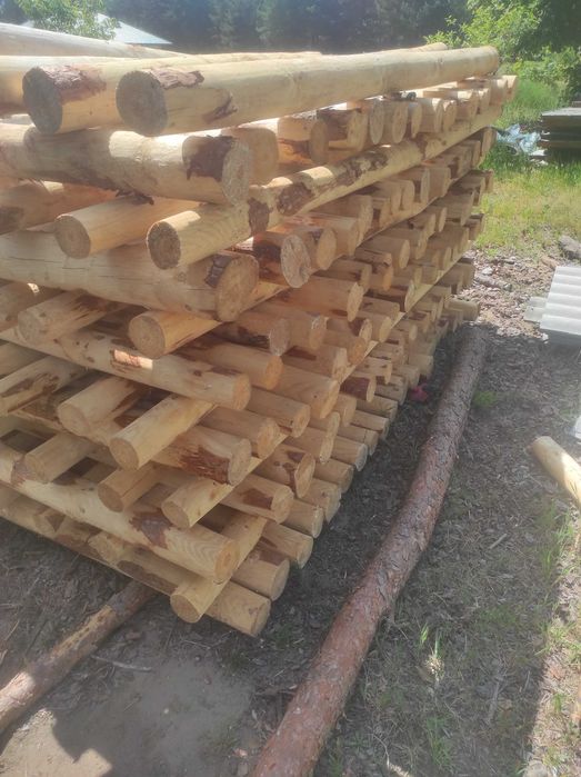 stemple (stęple), korowane, budowlane,  NOWE 2-6m