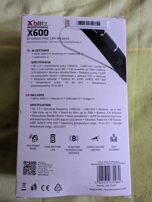 XBLITZ X600 Professional przenośny zestaw Bluetooth