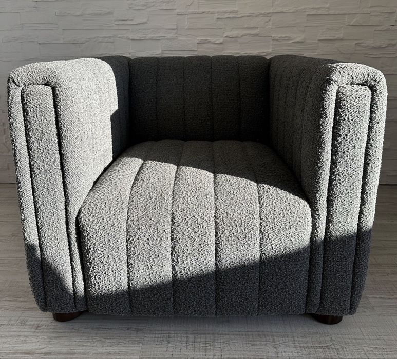 Fotel  szary jak nowy tkanina boucle westwing
