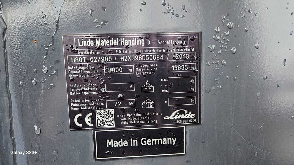 Wozek widłowy Linde H80T-02/900 Kabina  6445mth Widły teleskopowe