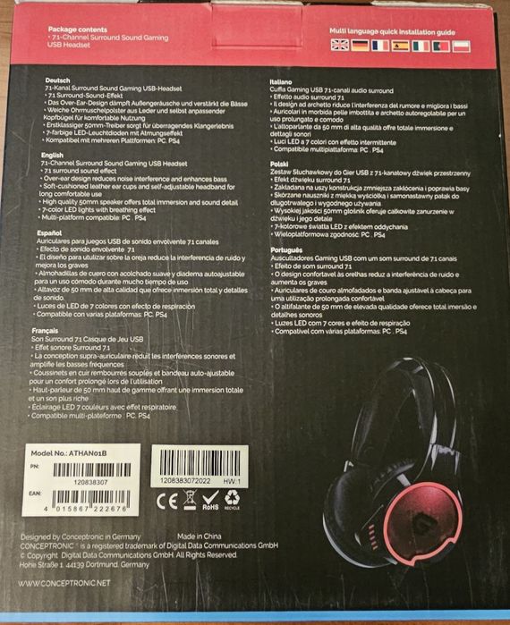 Auscultadores Conceptronic 7.1 - Novos