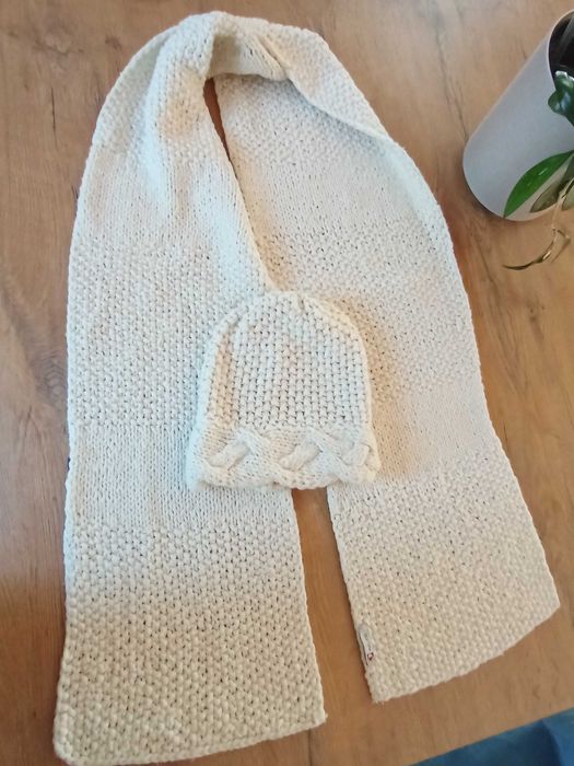 Ciepły super komplet "Max & Steel": Duży szal + Czapka, wełna.