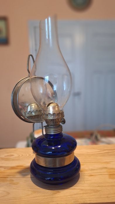 Lampa naftowa szklana PRL 1979 vintage