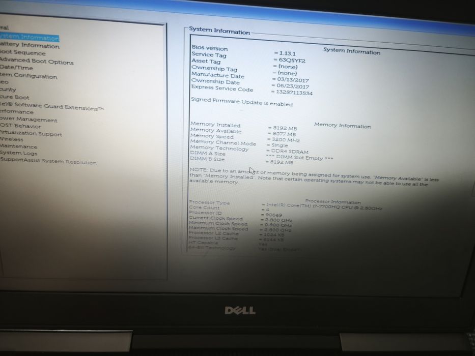 Dell gaming 7576 i7 GTX 1050ti