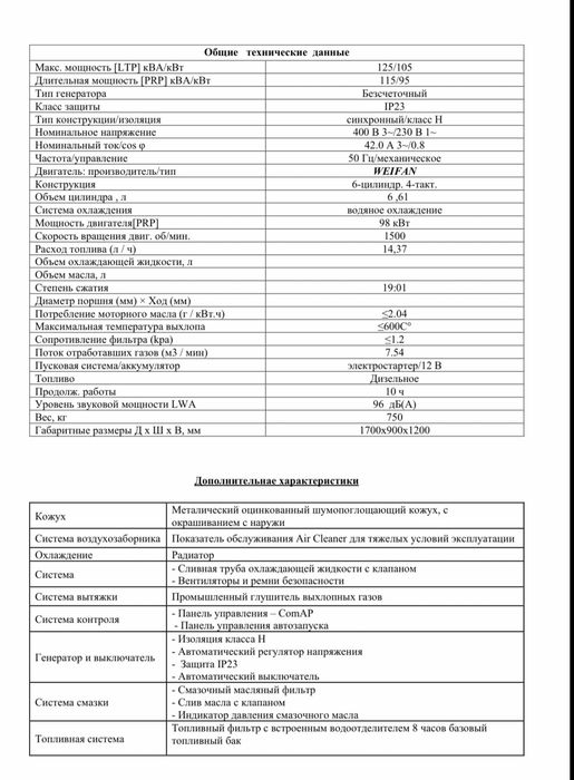 Дизельний Генератор  максалтна  потужність 105квт  125 ква PR125G.